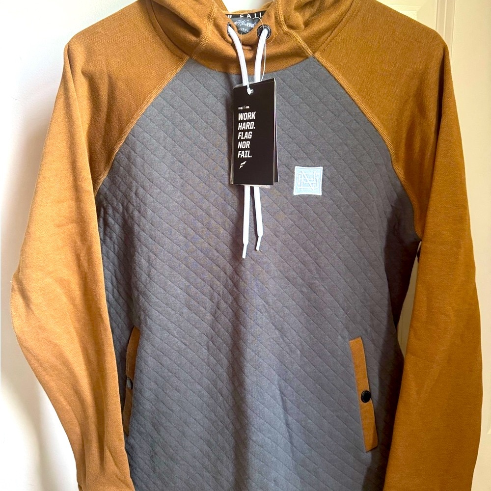 Flag Nor Fail Brown and Gray Quilted Hoodie